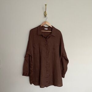 J. Jill chocolate brown linen tunic